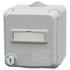 MENNEKES Cepex grounding type wall mounted socket with lock and labeling field, light grey 4520