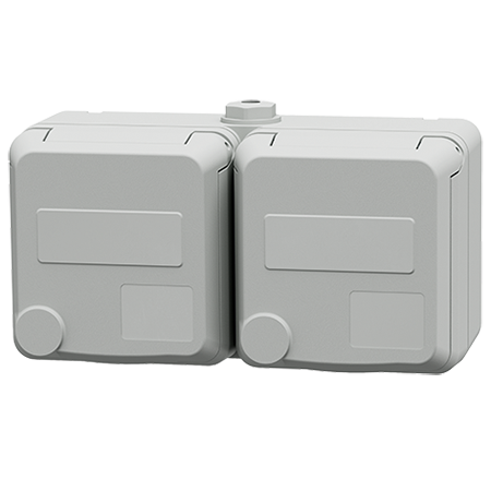 MENNEKES Cepex double socket French/Belgian ground, light grey 4483